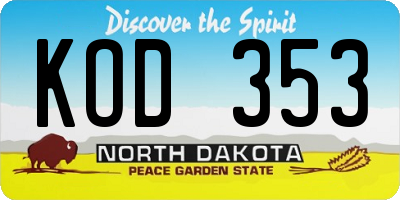 ND license plate KOD353