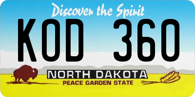 ND license plate KOD360