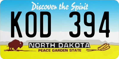 ND license plate KOD394
