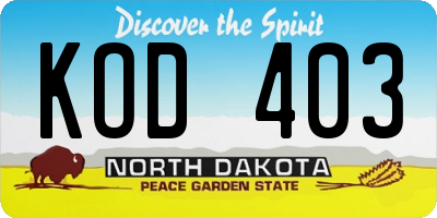 ND license plate KOD403