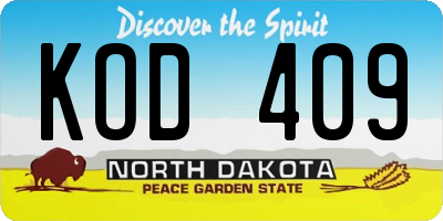 ND license plate KOD409