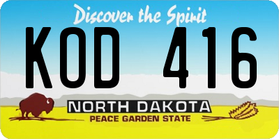 ND license plate KOD416