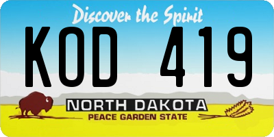 ND license plate KOD419