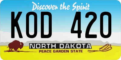 ND license plate KOD420