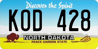 ND license plate KOD428