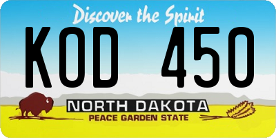 ND license plate KOD450