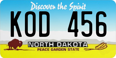 ND license plate KOD456