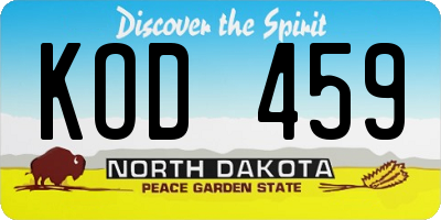 ND license plate KOD459