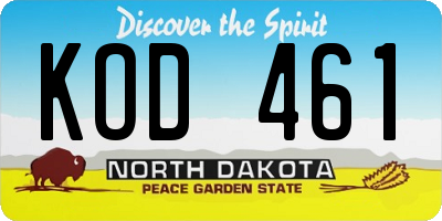 ND license plate KOD461