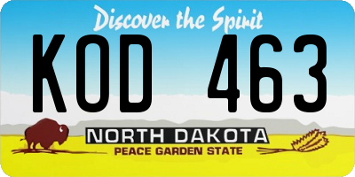 ND license plate KOD463