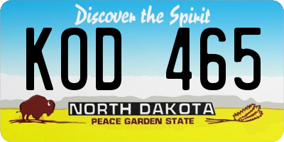 ND license plate KOD465