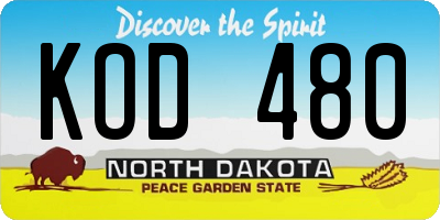 ND license plate KOD480