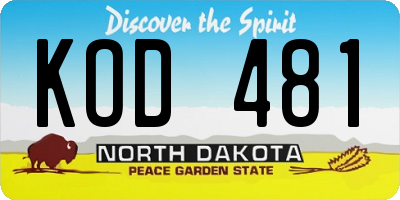 ND license plate KOD481