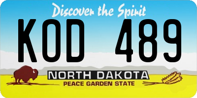 ND license plate KOD489