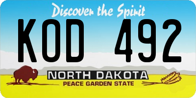 ND license plate KOD492
