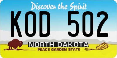 ND license plate KOD502
