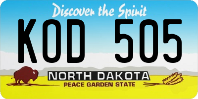 ND license plate KOD505