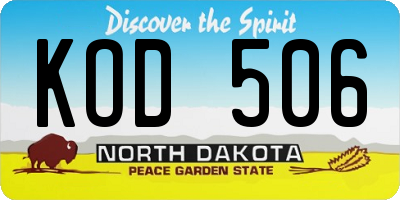 ND license plate KOD506