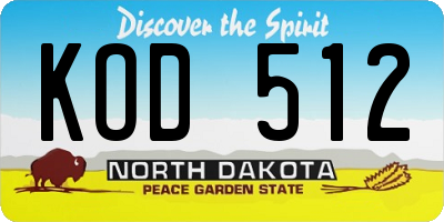 ND license plate KOD512