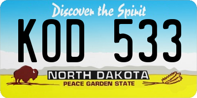 ND license plate KOD533