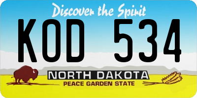 ND license plate KOD534