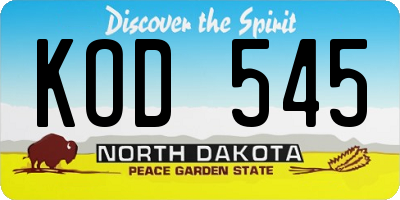 ND license plate KOD545