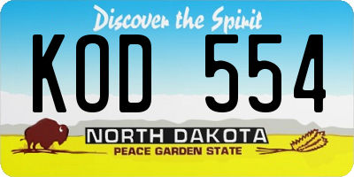 ND license plate KOD554