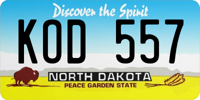 ND license plate KOD557