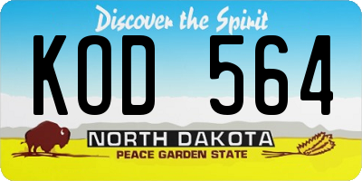 ND license plate KOD564