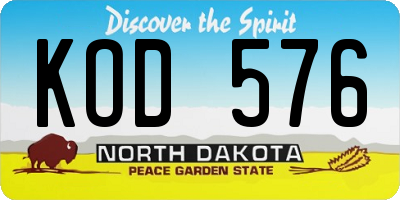 ND license plate KOD576