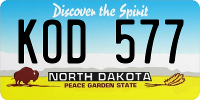 ND license plate KOD577