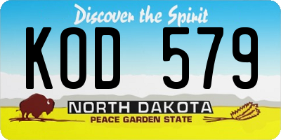 ND license plate KOD579