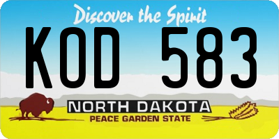 ND license plate KOD583
