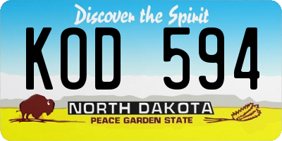ND license plate KOD594