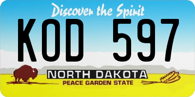 ND license plate KOD597