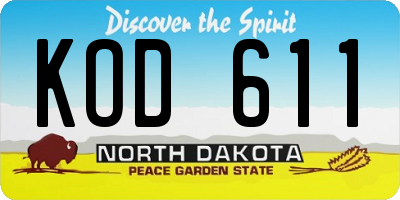ND license plate KOD611