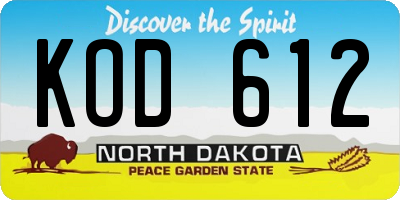 ND license plate KOD612