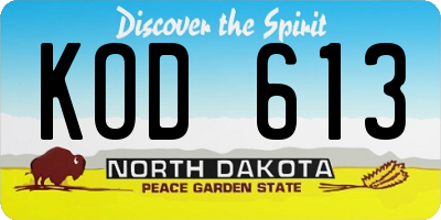 ND license plate KOD613