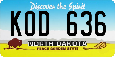 ND license plate KOD636