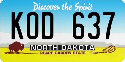 ND license plate KOD637