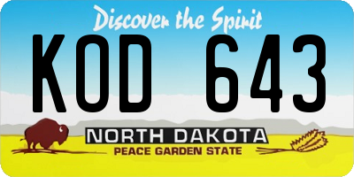 ND license plate KOD643