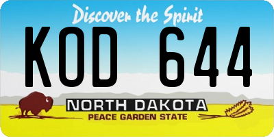 ND license plate KOD644