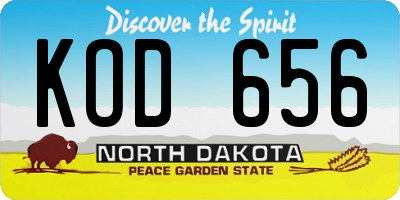 ND license plate KOD656