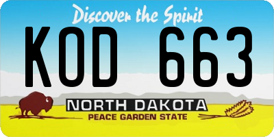 ND license plate KOD663