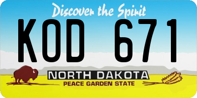 ND license plate KOD671