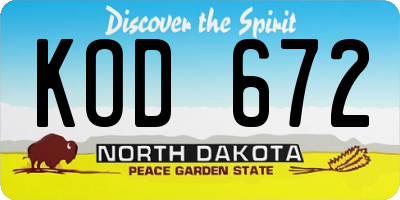ND license plate KOD672