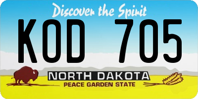 ND license plate KOD705