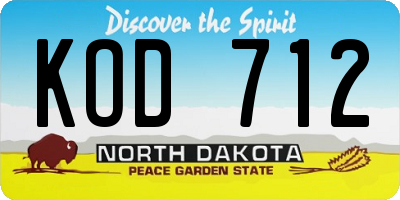 ND license plate KOD712