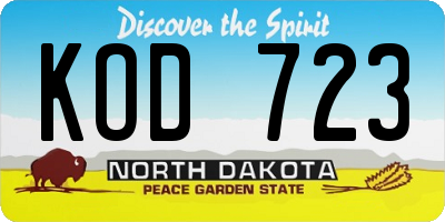 ND license plate KOD723