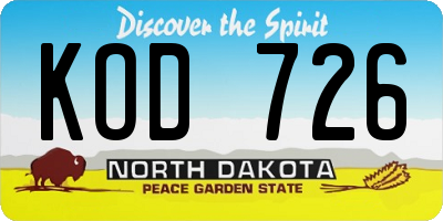 ND license plate KOD726